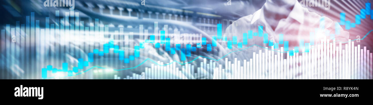 Online Trading Forex Investment Concept On Blurred Business Center - 
